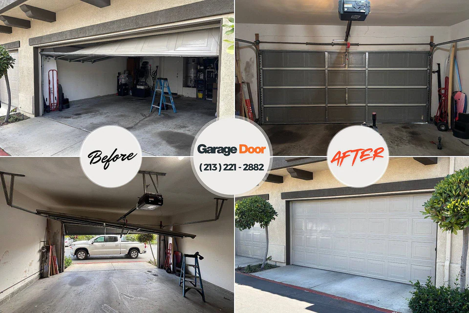 Before and after: garage door repair Hebron, IN